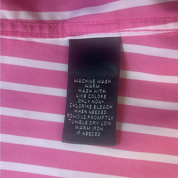 Ralph Lauren Pink and White Striped Button Down Shirt - Picture 5 of 6